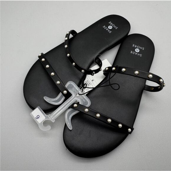 Shade & Shore Sandals Womens Black Size 6 Indi Slide Beach Pool NEW NWT - Picture 2 of 6